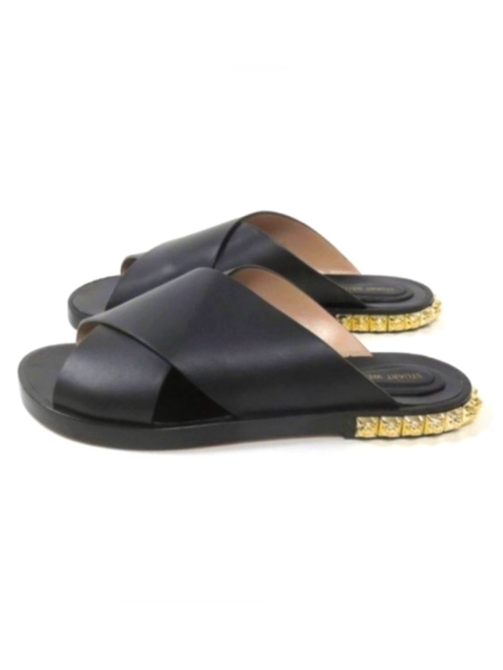 Stuart Weitzman Rockrose Black Leather Sandals
